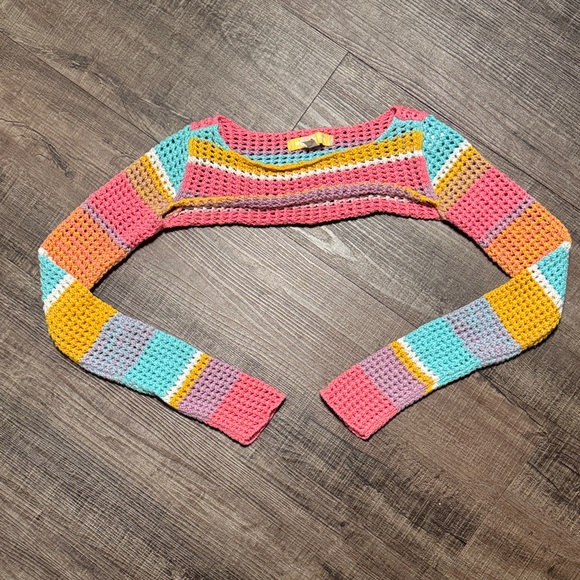 Urban Outfitters Tops - Urban Outfitters Multicolor Crochet Crop Top - Pink, Turquoise, Yellow, Lavender